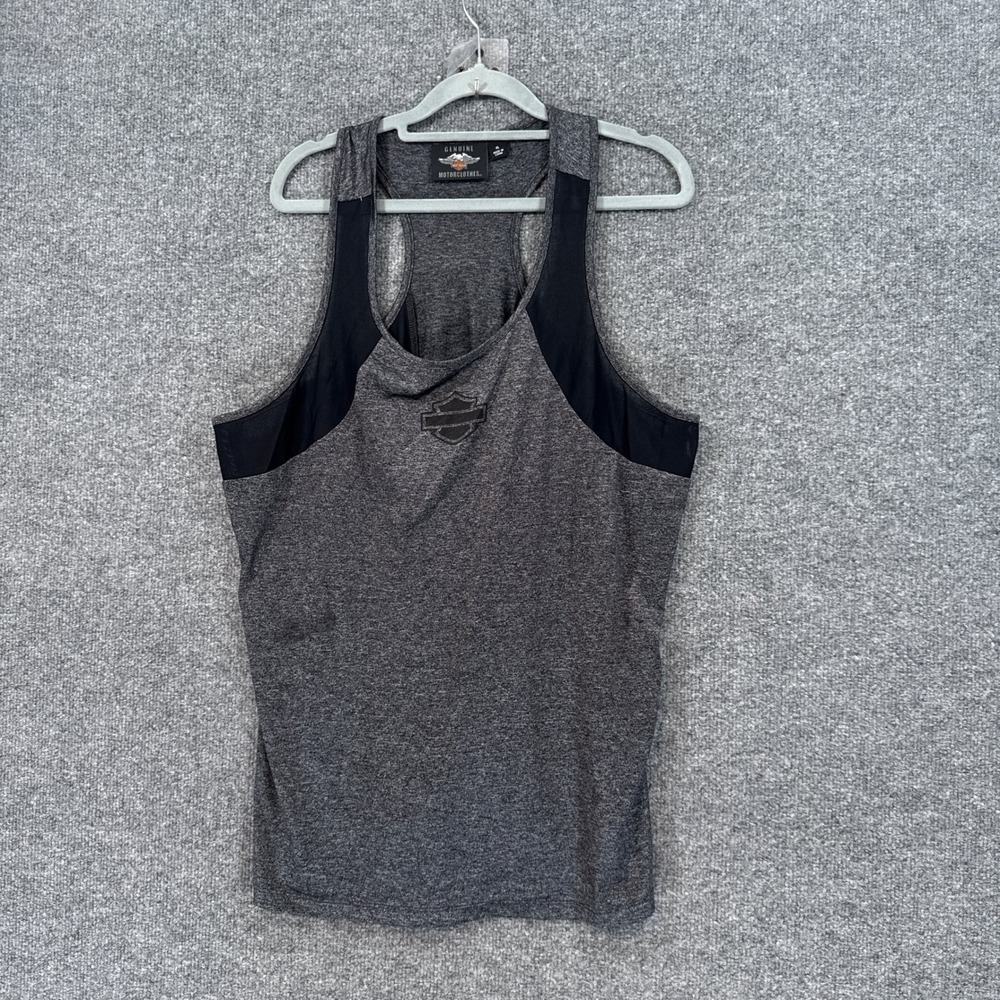 Harley Davidson Tank Top Women XL Gray Mesh Racerback Performance Active Biker